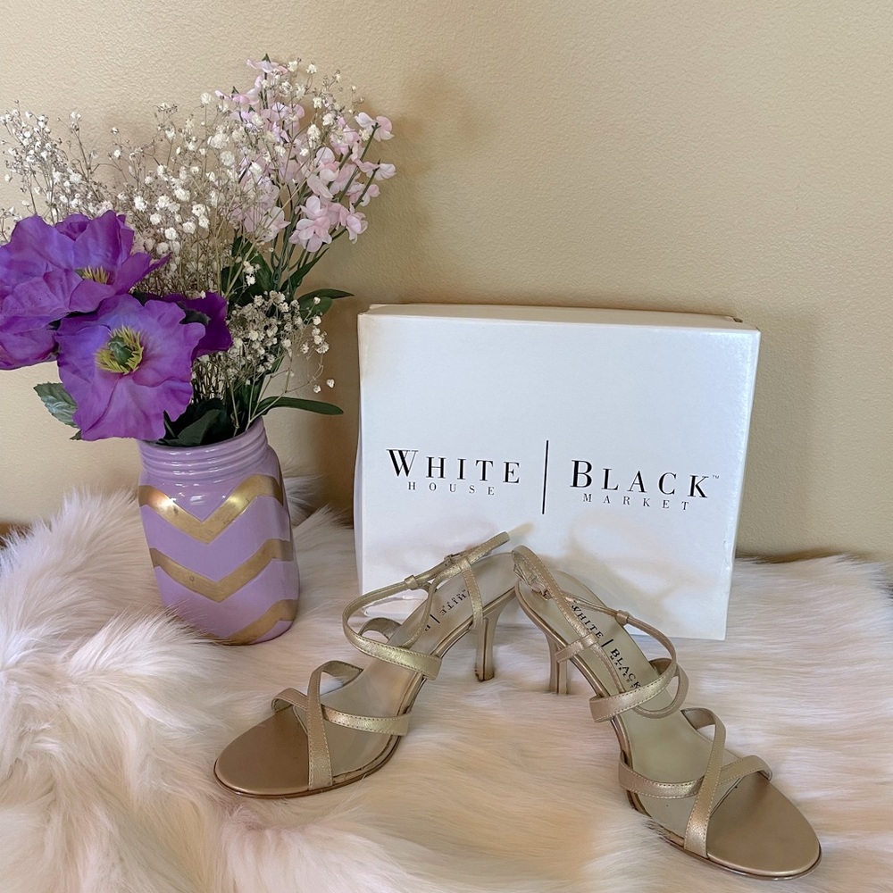 White House Black Market Gold Heels 8.5